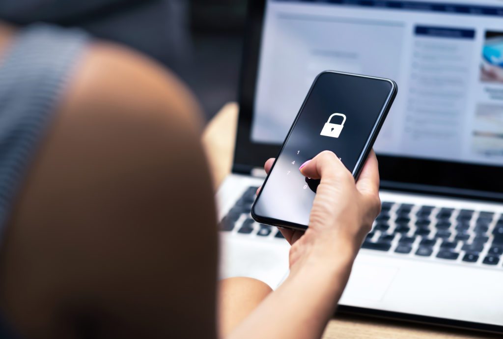 Password and login pass code in smartphone.