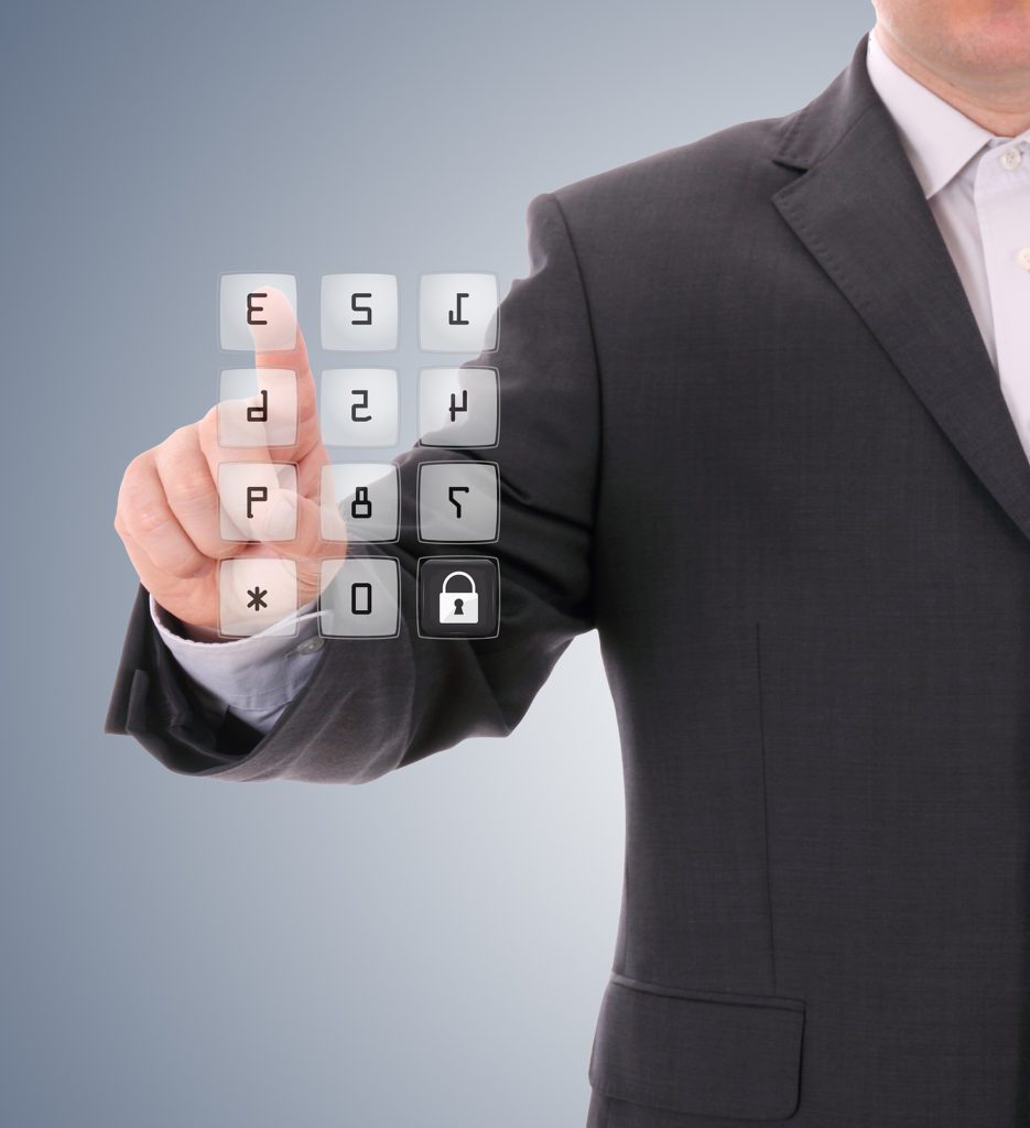 Password Management Man pressing the security code